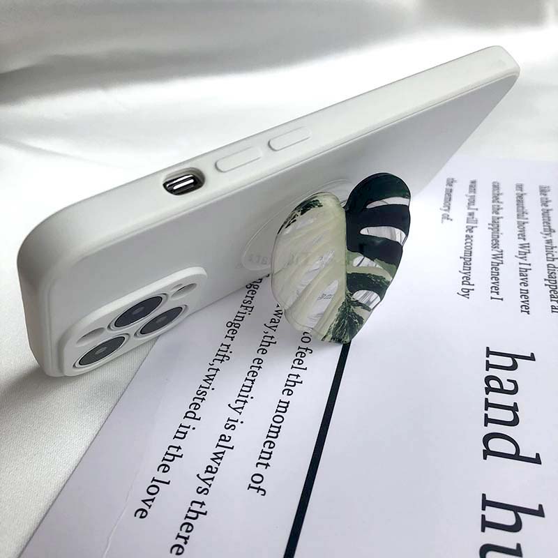 Cute Green Leaves Phone Finger Holder Stand – Adjustable Handband Grip Support