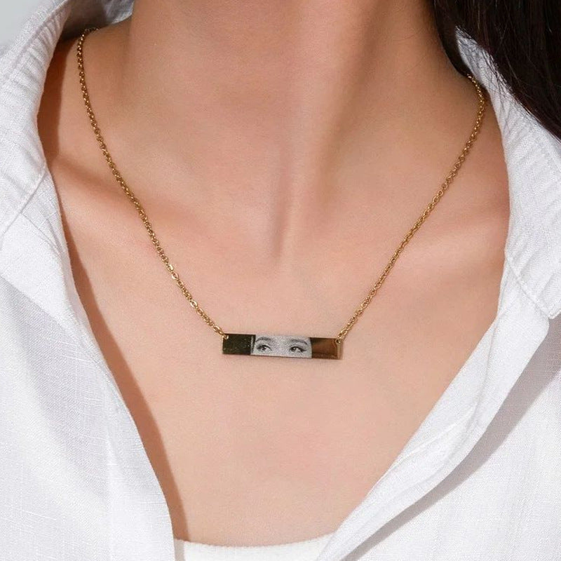 Custom Eyes Photo Necklace – Personalized Stainless Steel Engraved Name & Picture Jewelry for Women & Kids