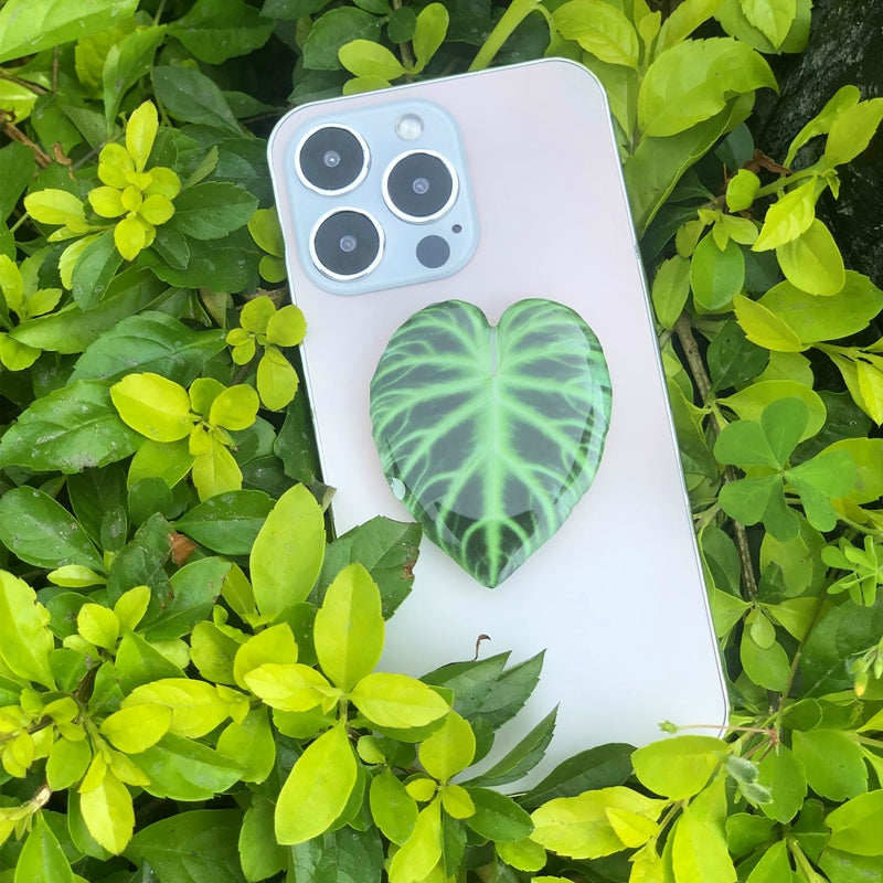 Cute Green Leaves Phone Finger Holder Stand – Adjustable Handband Grip Support