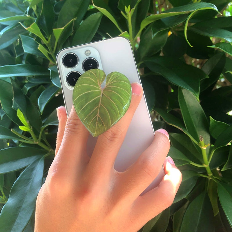 Cute Green Leaves Phone Finger Holder Stand – Adjustable Handband Grip Support