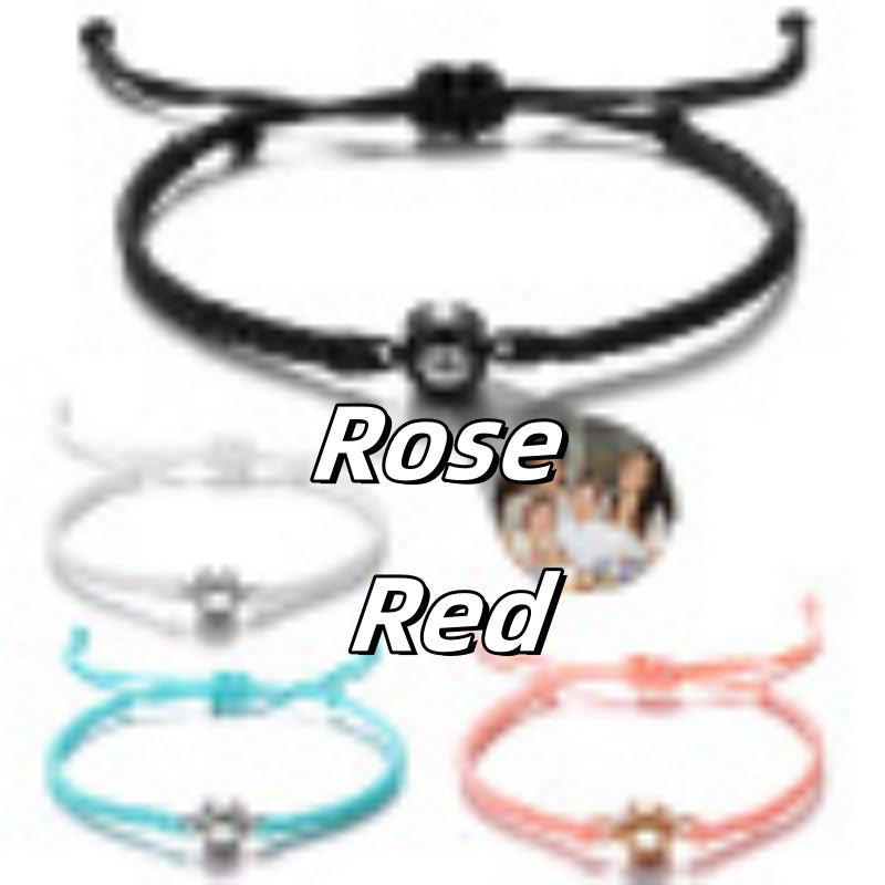 Custom Projection Photo Bracelet – Colorful Woven Adjustable Circle Bracelet with Personalized Photo